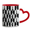 Mug heart red handle, ceramic, 330ml