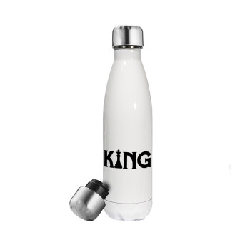 King chess, Metal mug thermos White (Stainless steel), double wall, 500ml