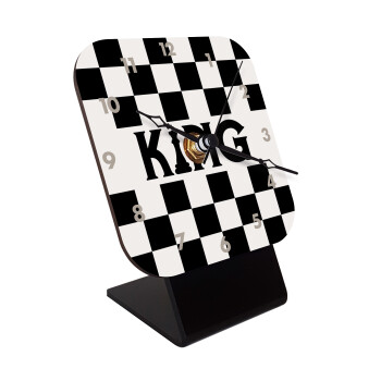 King chess, Quartz Wooden table clock with hands (10cm)