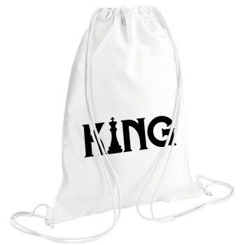 King chess, Backpack pouch GYMBAG white (28x40cm)