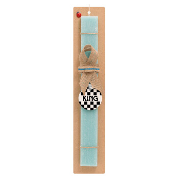 King chess, Easter Set, wooden keychain & aromatic flat Easter candle (30cm) (TURQUOISE)