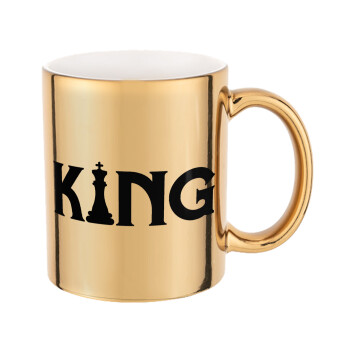 King chess, Mug ceramic, gold mirror, 330ml
