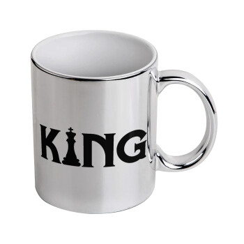 King chess, Mug ceramic, silver mirror, 330ml