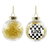 Transparent Christmas tree ball ornament with gold filling 8cm