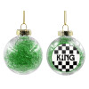 Transparent Christmas tree ball ornament with green filling 8cm