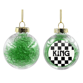 King chess, Transparent Christmas tree ball ornament with green filling 8cm