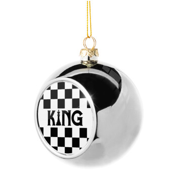 King chess, Silver 8cm Christmas tree ball ornament