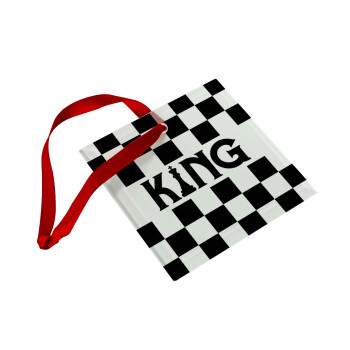 King chess, Christmas ornament, glass square ornament 9x9cm