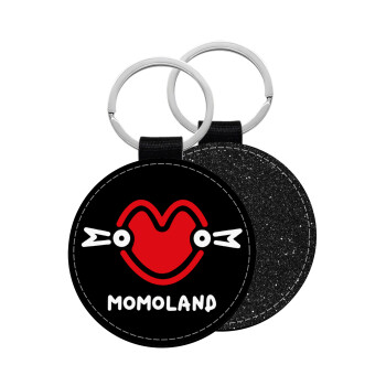 Momoland, Μπρελόκ Δερματίνη, στρογγυλό ΜΑΥΡΟ (5cm)