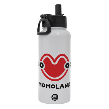 Momoland, Metal mug thermo White with Straw and Spout Lid (Stainless steel), double wall, 950ml