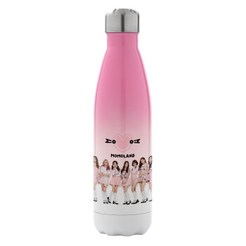 Momoland pink, Metal mug thermos Pink/White (Stainless steel), double wall, 500ml