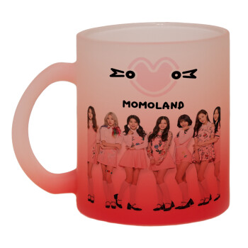 Momoland pink, Κούπα γυάλινη δίχρωμη με βάση το κόκκινο ματ, 330ml