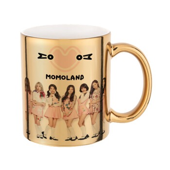 Momoland pink, Mug ceramic, gold mirror, 330ml