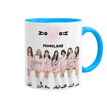 Momoland pink, Mug colored light blue, ceramic, 330ml