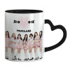 Mug heart black handle, ceramic, 330ml