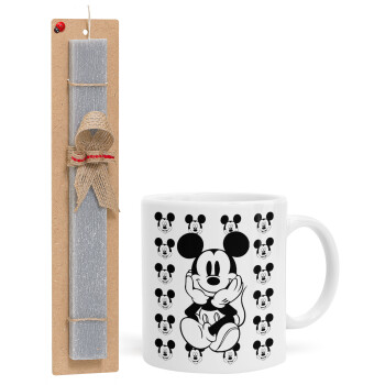 Mickey, Easter Set, Ceramic Cup (330ml) & Easter aromatic flat candle (30cm) (GRAY)