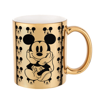 Mickey, Mug ceramic, gold mirror, 330ml
