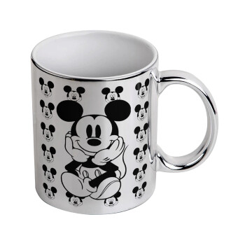 Mickey, Mug ceramic, silver mirror, 330ml