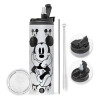 Travel Tumbler 2 Lids, with metal straw & cleaning brush (Stainless steel 304 Food grade, BPA free, 600ml)