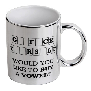 Wheel of fortune, go f..k yourself, Mug ceramic, silver mirror, 330ml