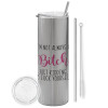 Eco friendly stainless steel Silver tumbler 600ml, with metal straw & cleaning brush