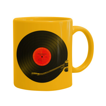 Columbia records bruce springsteen, Ceramic coffee mug yellow, 330ml (1pcs)