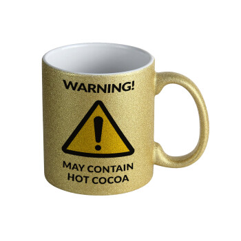 WARNING MAY CONTAIN HOT COCOA MUG PADDINGTON, Κούπα Χρυσή Glitter που γυαλίζει, κεραμική, 330ml
