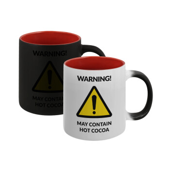 WARNING MAY CONTAIN HOT COCOA MUG PADDINGTON, Κούπα Μαγική εσωτερικό κόκκινο, κεραμική, 330ml που αλλάζει χρώμα με το ζεστό ρόφημα