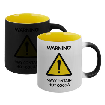 WARNING MAY CONTAIN HOT COCOA MUG PADDINGTON, Κούπα Μαγική εσωτερικό κίτρινη, κεραμική 330ml που αλλάζει χρώμα με το ζεστό ρόφημα