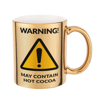 WARNING MAY CONTAIN HOT COCOA MUG PADDINGTON, Mug ceramic, gold mirror, 330ml