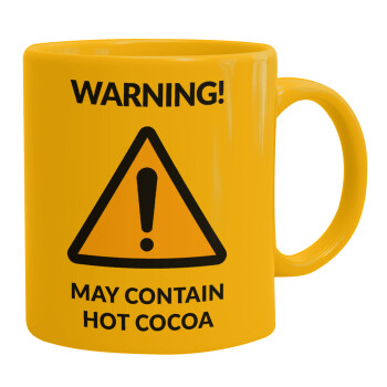 WARNING MAY CONTAIN HOT COCOA MUG PADDINGTON, Ceramic coffee mug yellow, 330ml (1pcs)