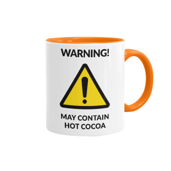 WARNING MAY CONTAIN HOT COCOA MUG PADDINGTON, Mug colored orange, ceramic, 330ml