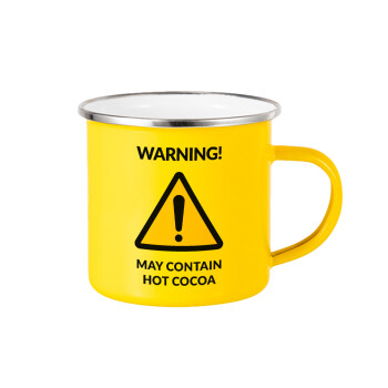 WARNING MAY CONTAIN HOT COCOA MUG PADDINGTON, Yellow Enamel Metallic Cup 360ml