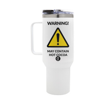 WARNING MAY CONTAIN HOT COCOA MUG PADDINGTON, Mega Stainless steel Tumbler with lid, double wall 1,2L