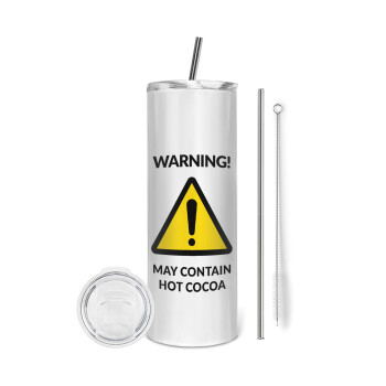 WARNING MAY CONTAIN HOT COCOA MUG PADDINGTON, Tumbler stainless steel 600ml, with metal straw & cleaning brush