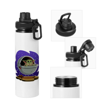 Baby Yoda mandalorian, Metal water bottle with safety cap, aluminum 850ml