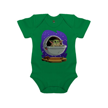 Baby Yoda mandalorian, Βρεφικό φορμάκι μωρού, ΠΡΑΣΙΝΟ, 100% Organic Cotton, κοντομάνικο