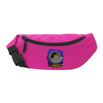 Baby Yoda mandalorian, Unisex waist bag (banana) in PINK color with 2 pockets