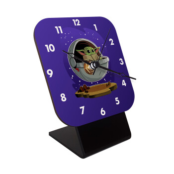 Baby Yoda mandalorian, Επιτραπέζιο ρολόι ξύλινο με δείκτες (10cm)