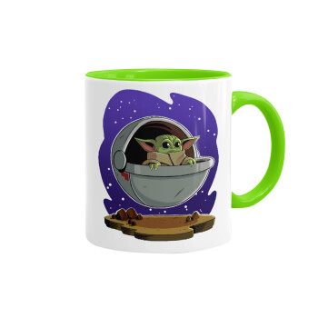 Baby Yoda mandalorian, Mug colored light green, ceramic, 330ml