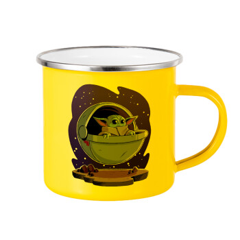 Baby Yoda mandalorian, Yellow Enamel Metallic Cup 360ml