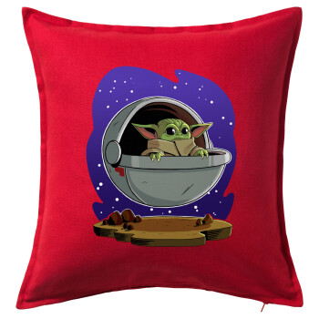 Baby Yoda mandalorian, Sofa cushion RED 50x50cm includes filling