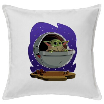 Baby Yoda mandalorian, Sofa cushion White 50x50cm includes filling