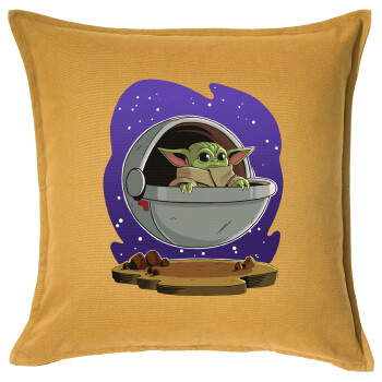 Baby Yoda mandalorian, Sofa cushion YELLOW 50x50cm includes filling