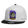 Child's Flat Snapback Hat, White (100% COTTON, CHILDREN'S, UNISEX, ONE SIZE)