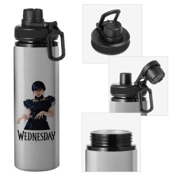 Wednesday Adams, dance with hands, Metallic water bottle with safety cap, 850ml aluminum