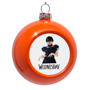 Wednesday Adams, dance with hands, Orange Christmas tree ornament bauble 8cm