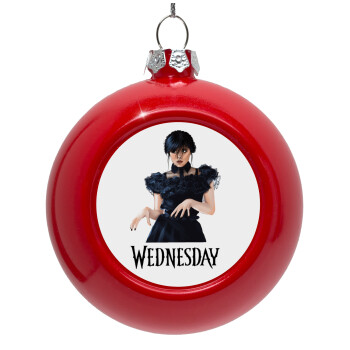 Wednesday Adams, dance with hands, Red Christmas tree ornament bauble 8cm