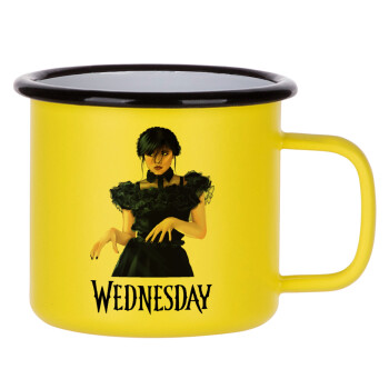 Wednesday Adams, dance with hands, Metallic enamel MATT Yellow cup 360ml