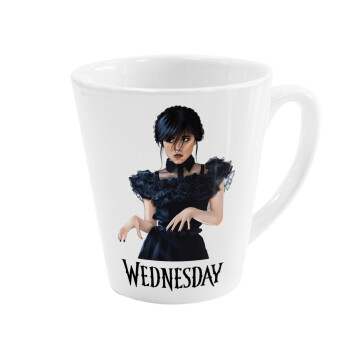 Wednesday Adams, dance with hands, Κούπα κωνική Latte Λευκή, κεραμική, 300ml